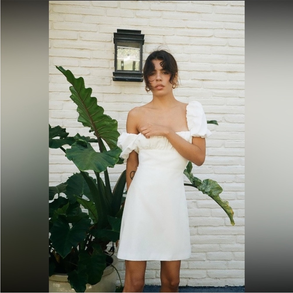 Zara white linen blend dress